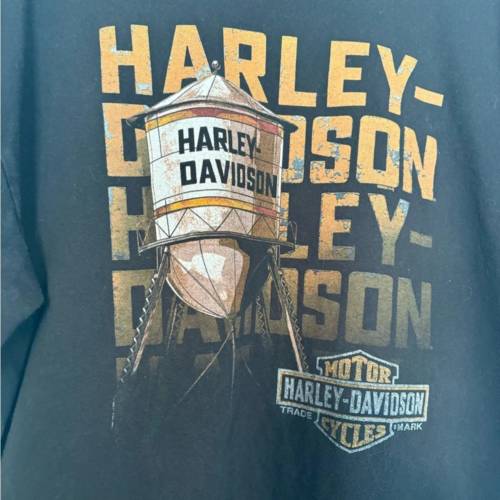 Vintage T-Shirt Harley Davidson Water Tower Pikes Peak TShirt Black 2XL
